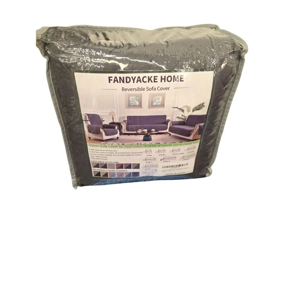 Fandyacke Home Reversible Sofa Cover Grey/ Light Grey 78in New